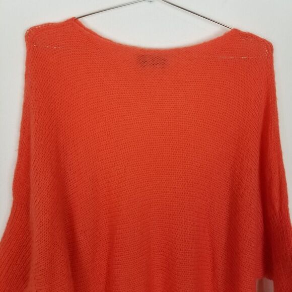 Wooden Ships Women Wool Mohair Pullover Sweater Sz S/M Orange Bat Sleeve Relaxed - Picture 2 of 5